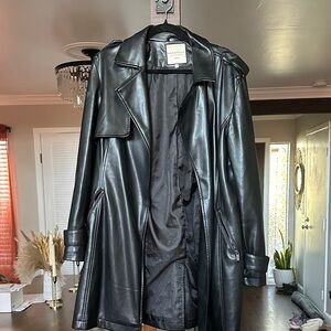 Faux Leather Trench Coat